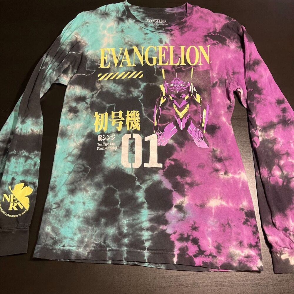 Neon Genesis Evangelion EVA Test Type Unit 01 Tie-Dye Long-Sleeve T-Shirt Sz S